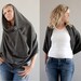 Infinity Scarf, 5 in 1 Circular Winter Wrap, Chunky Cowl, Shrug, Hood, Skirt, Charcoal Grey Holiday Fashion
