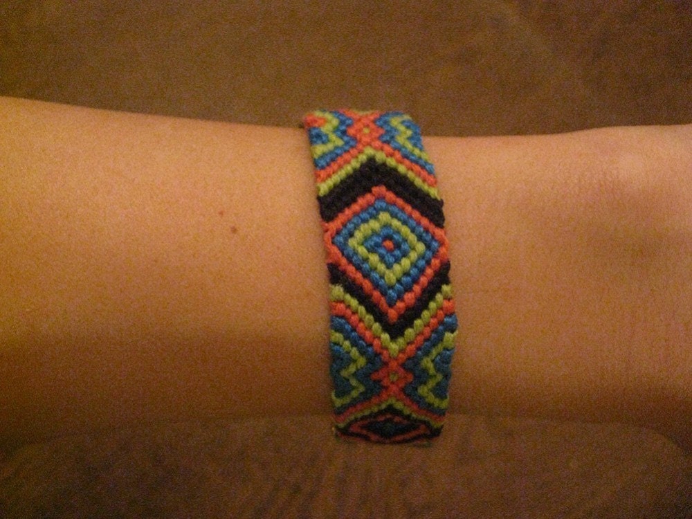 Aztec Pattern Embroidered Friendship Bracelet by WhiteWaveVintage