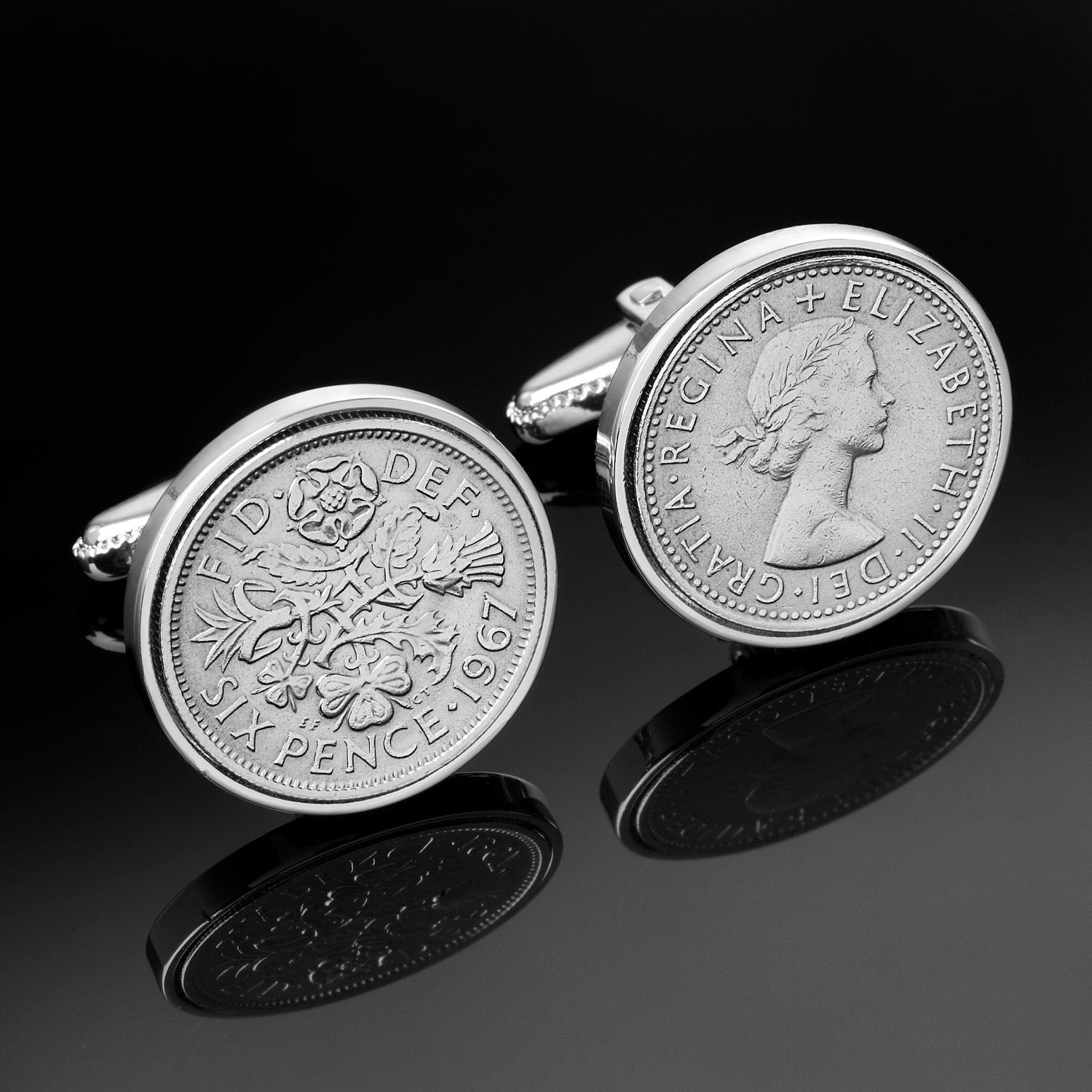 Cufflinks for Men- Handmade Cuff links-English sixpence coin Cufflinks- Wear a piece of history from England