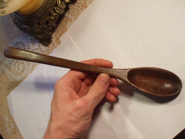 Cooking spoon hand carved from black walnut wood