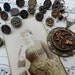 Antique Victorian Button Bracelet Heirloom Collection Brass Victorian Button Bracelet in Shades of Gold Burgundy Bronze Rust Magenta