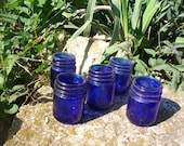 10 Vintage Cobalt Blue Jars  Great for Wedding Table Dishes