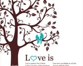 Wedding Anniversary gift for her 1 corinthians 13 Love is patient Personalized Wedding Gift 1st Paper Anniversary Gift romantic love birds