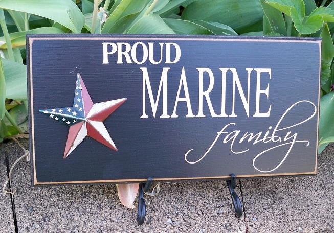 Proud Marine Family Handmade Painted Sign