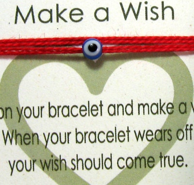 Lucky  Bracelets on Wish Bracelet Evil Eye Bracelet Red Kabbalah Bracelet Lucky Eye Make A