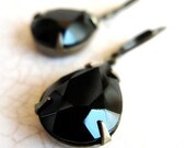 Black Faceted Vintage Jewel Drop Earrings