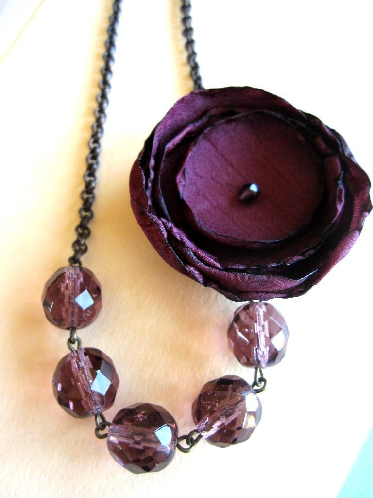 Amethyst Beaded Flower Necklace