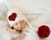 My Little Sweet Heart Baby Elf Hat with Pom, Beautiful Photo Prop
