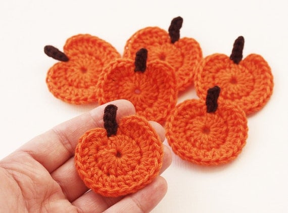 Crochet pumpkin appliques halloween thanksgiving decoration burnt orange