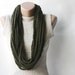 Green crochet scarf - infinity chunky wool dark forest green Army green fall winter accessories