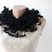 Halloween scarf Black scarf chunky cocoon mulberry curly pompom scarflette