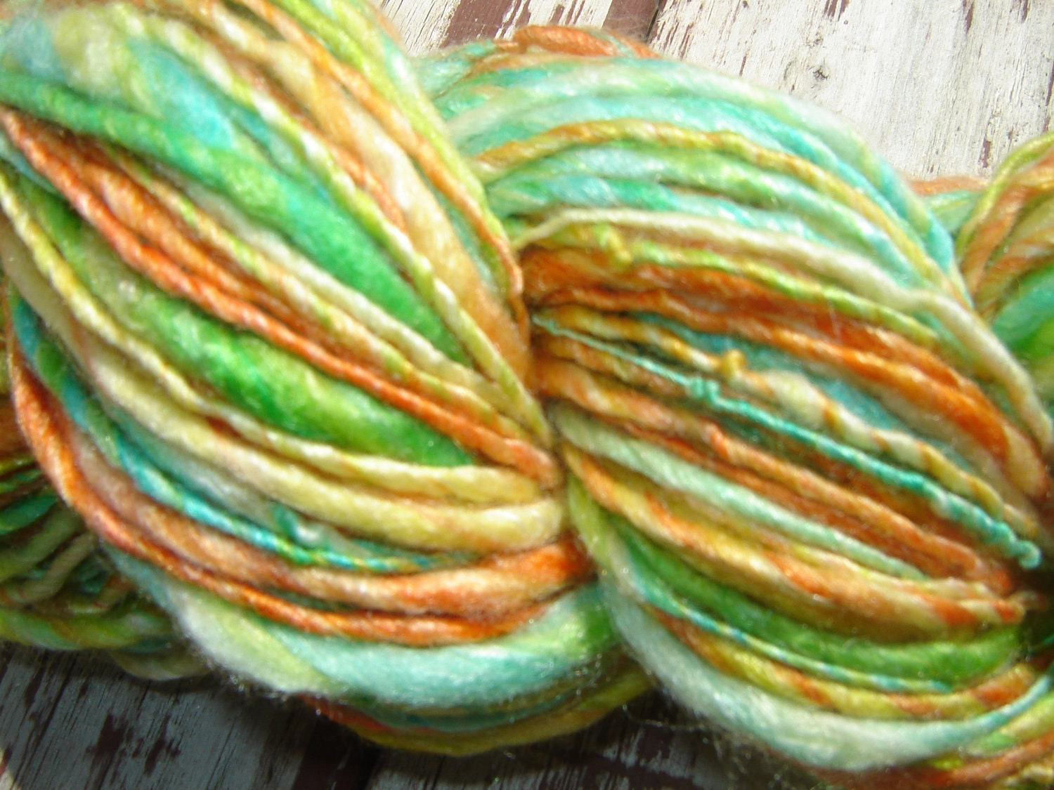 Handspun Merino / Silk / Bamboo Blended Yarn - Marmalade Sky - theKnitChix