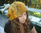 Slouch Hat - Hand knit from hand spun slouchy hat - Mean Mr. Mustard. - theKnitChix