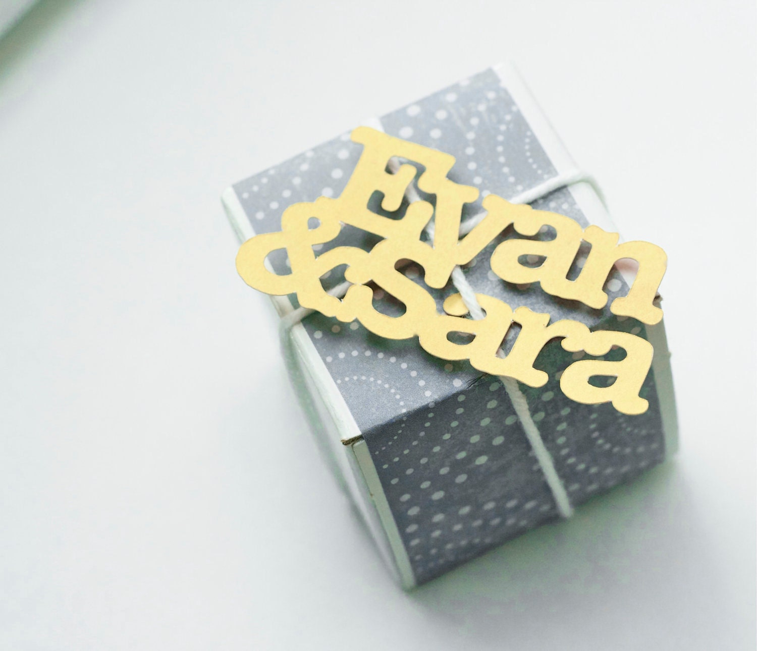 50 CUSTOM Die Cut Bride & Groom Name or Thank You Tags -Choose your Color -Perfect for wedding or party favors