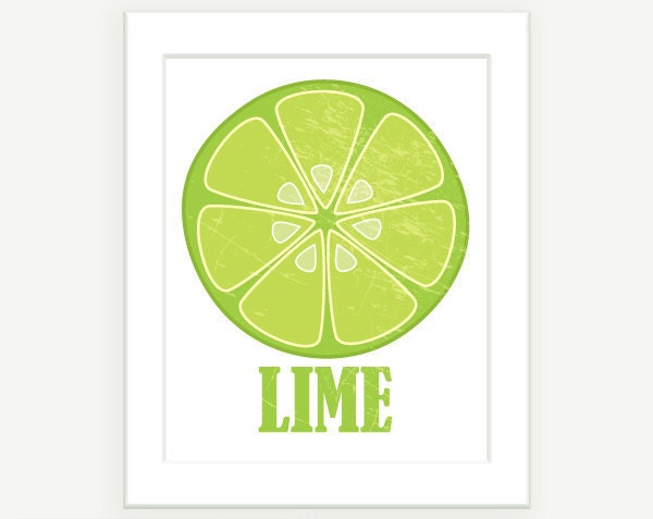 Vintage Look Lime Slice Art Print 8x10 (20x25 cm) by ColorBee Digital Illustration Print