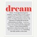 Inspirational Art - Dictionary Definition of Dream - Graduation - Black Red Typographic Print - 11x14, 8x10, 5x7