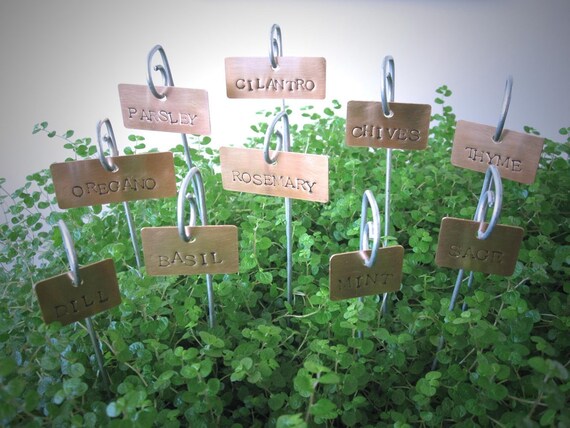 Copper Plant Tags Garden Herb Plant Markers Labels by FoxandMoss