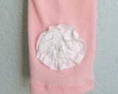 Girls Leggings - Pink White Rosette Long, READY TO SHIP (6-12m, 12-18m, 3/4, 5/6, 7/8)