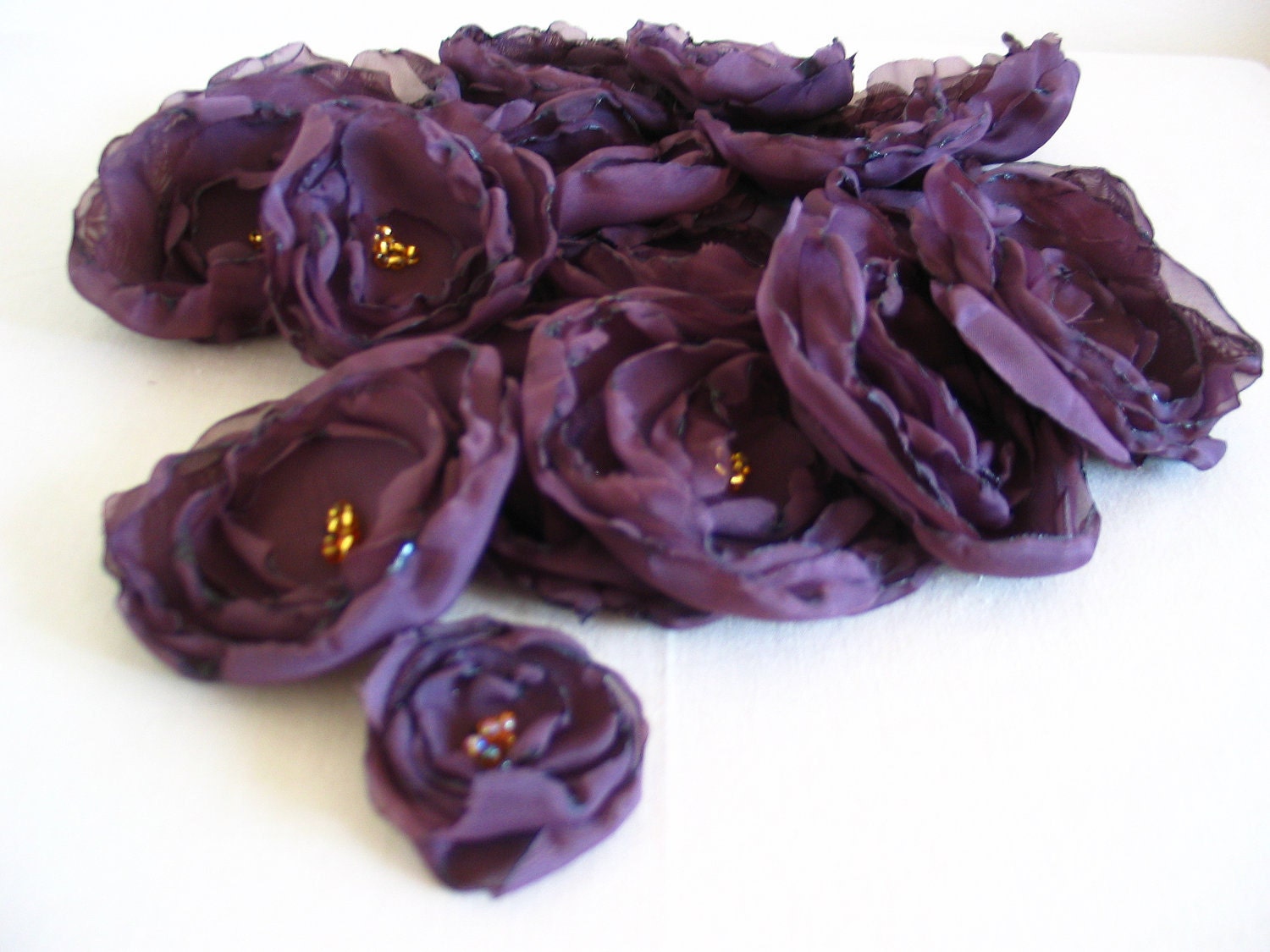 Items similar to 40 Dark Eggplant Purple Handmade "Silk" Flowers on Etsy