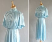 Vintage BLUE BATWING  Disco Dress