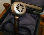Art Deco Industrial Age Blow Dryer Antique Chrome Star-Rite In Original Wooden Storage Box- Still Works- Unique Decor