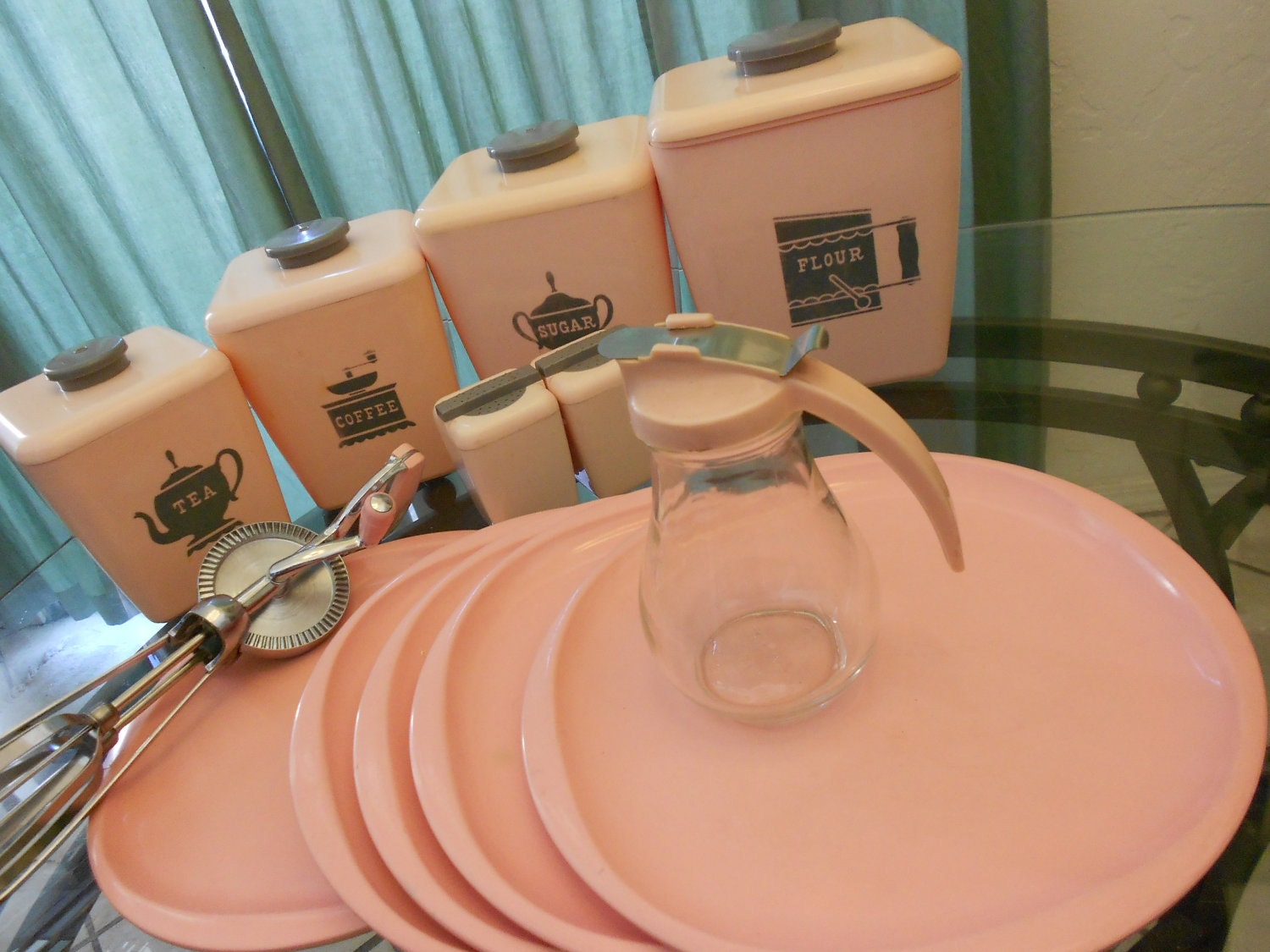 50s Pink Retro Kitchen Wares - Instant 50s Decor-Fabulous Kitsch Collection