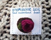 Hand-Embroidered Woolly Brooch, SML