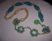 Circle of Fun...Scarf.....Necklace....Great Accessory...Colorful Knitted Fashion with Vintage Buttons