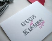 Hugs and Kisses, xoxo, Letterpress Card