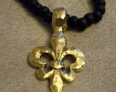Black and Gold Fleur de lis Necklace
