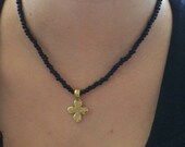 Antique Gold Hammered Cross Necklace