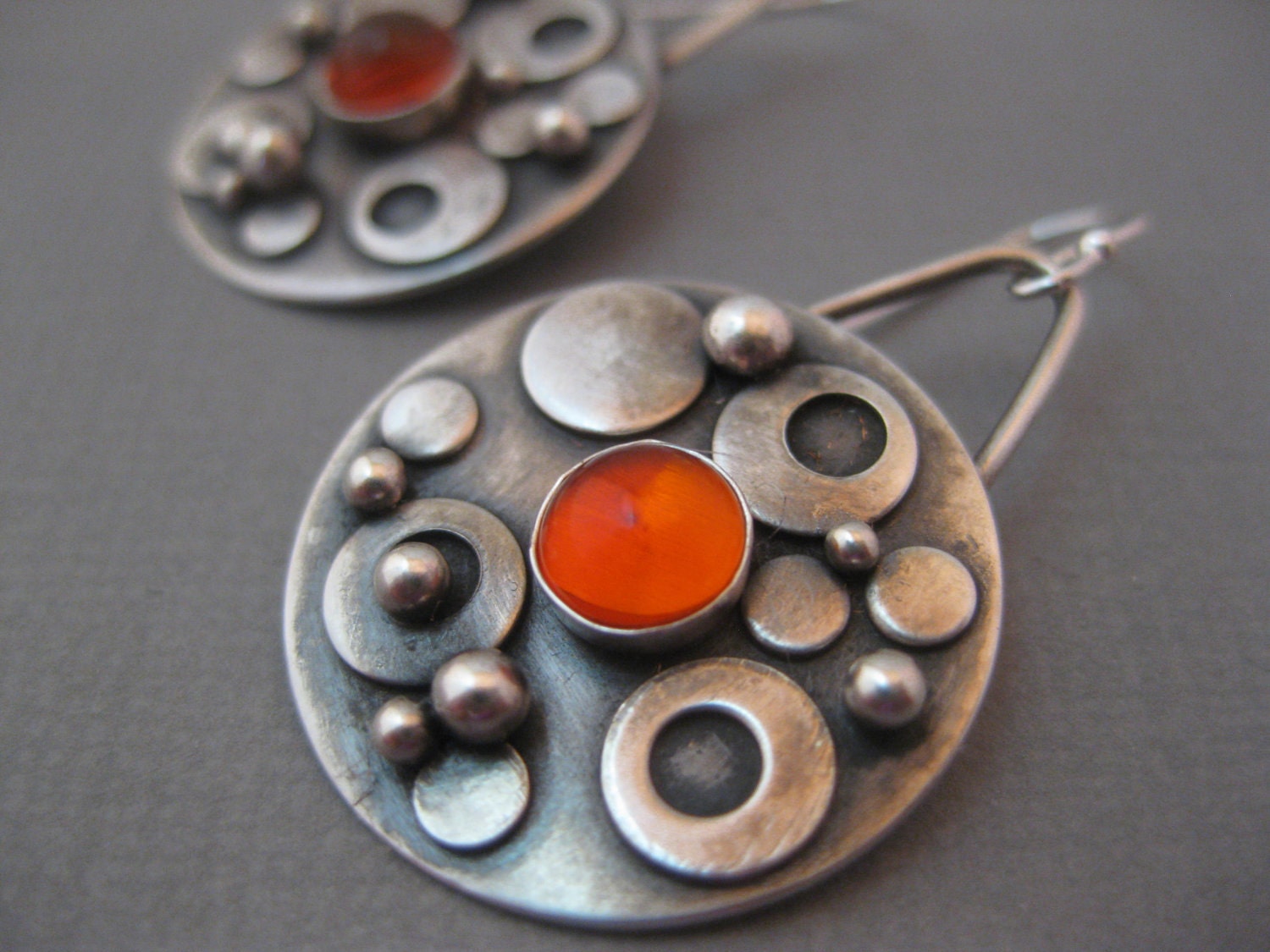 Bubble Earrings. Sterling silver rounds with Mexican Opal