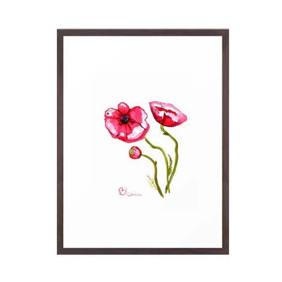 Happy Poppies. Archival Print. Watercolor Art
