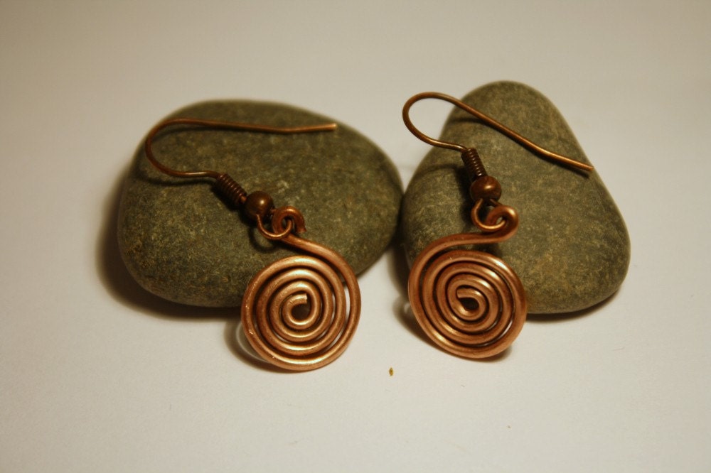 Recycled copper Swirl Earrings, 1/2 inch