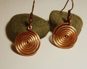 Recycled copper swirl earring, 7/10 inch