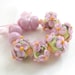 Handmade Lampwork Floral bead set -  Pink Lemonaid - CLG