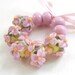 Handmade Lampwork Floral bead set -  Pink Lemonaid - CLG