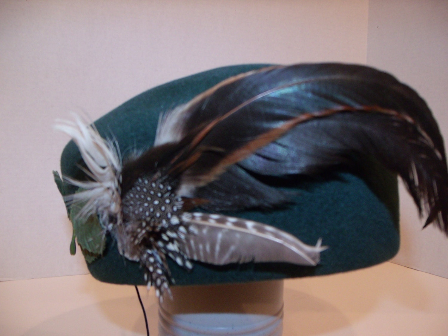 Green Feather Vintage Hat