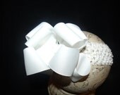 Double Layered White Boutique Hair bow and Headband..great hairbows for newborn toddler big girl