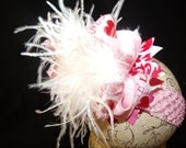 Over The Top Boutique Hairbow..Valentine Girl Spikey Layered Boutique Bow and Headband..Great for Newborn Toddler big Girl