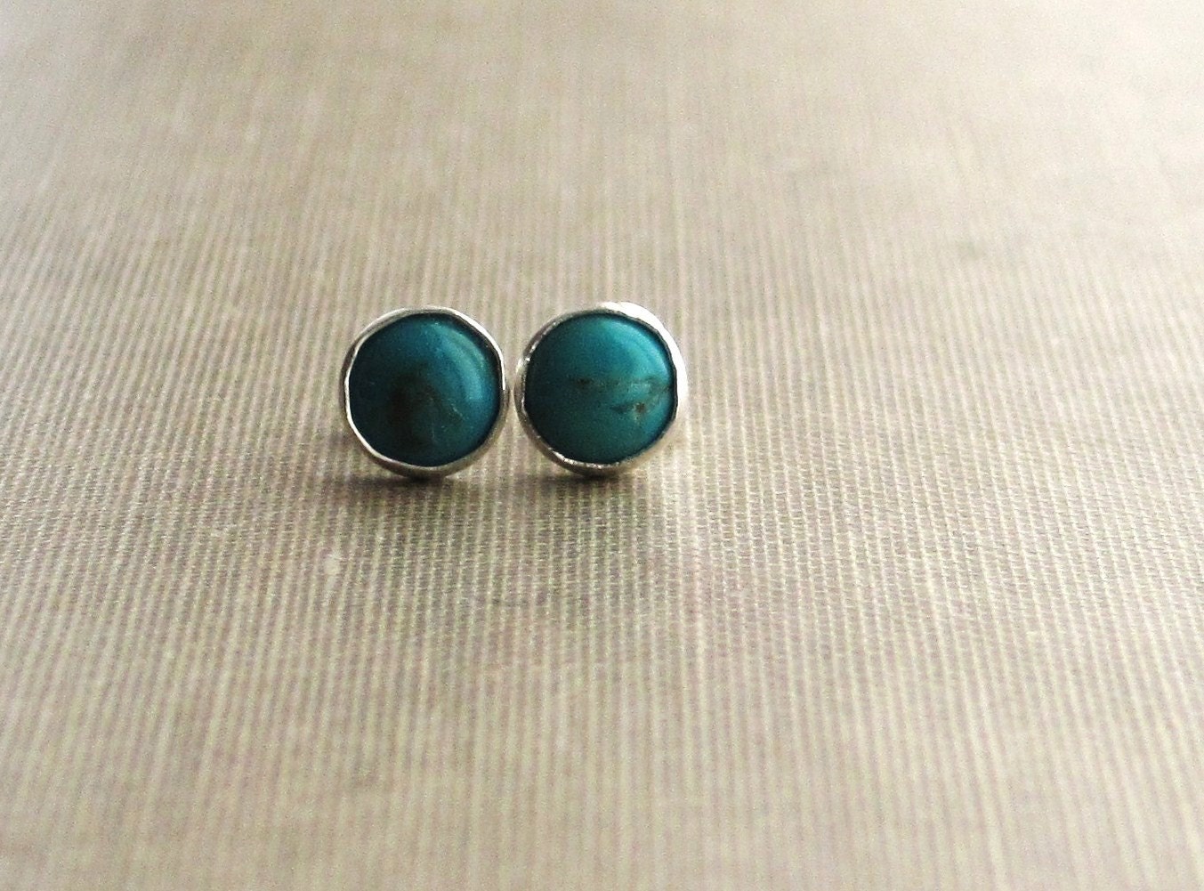 Turquoise on Sterling Silver Stud Earrings
