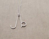 Two Letters Custom Initial Necklace on Sterling Chain, E is for Emmy