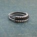 Three Bead Textured Sterling Silver Ring Set - Oxidized, Brushed, Shiny