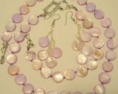 Purple mother of pearl bracelet, necklace, and earring set