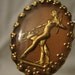 Vintage Goddess Diana and Hounds Intaglio Cab Clip Earrings 1960s New Old Stock