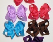 Large Hair Bow Set Big Girls Childrens Kids Boutique  Fashion Hair Clip Hairbows Hair Accessories (Set of 6) Choose Colors