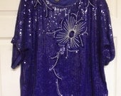 Sequioned Top, Silk, Beaded 1980s