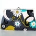 Gray,turquoise,mustard floral clutch,hand bag