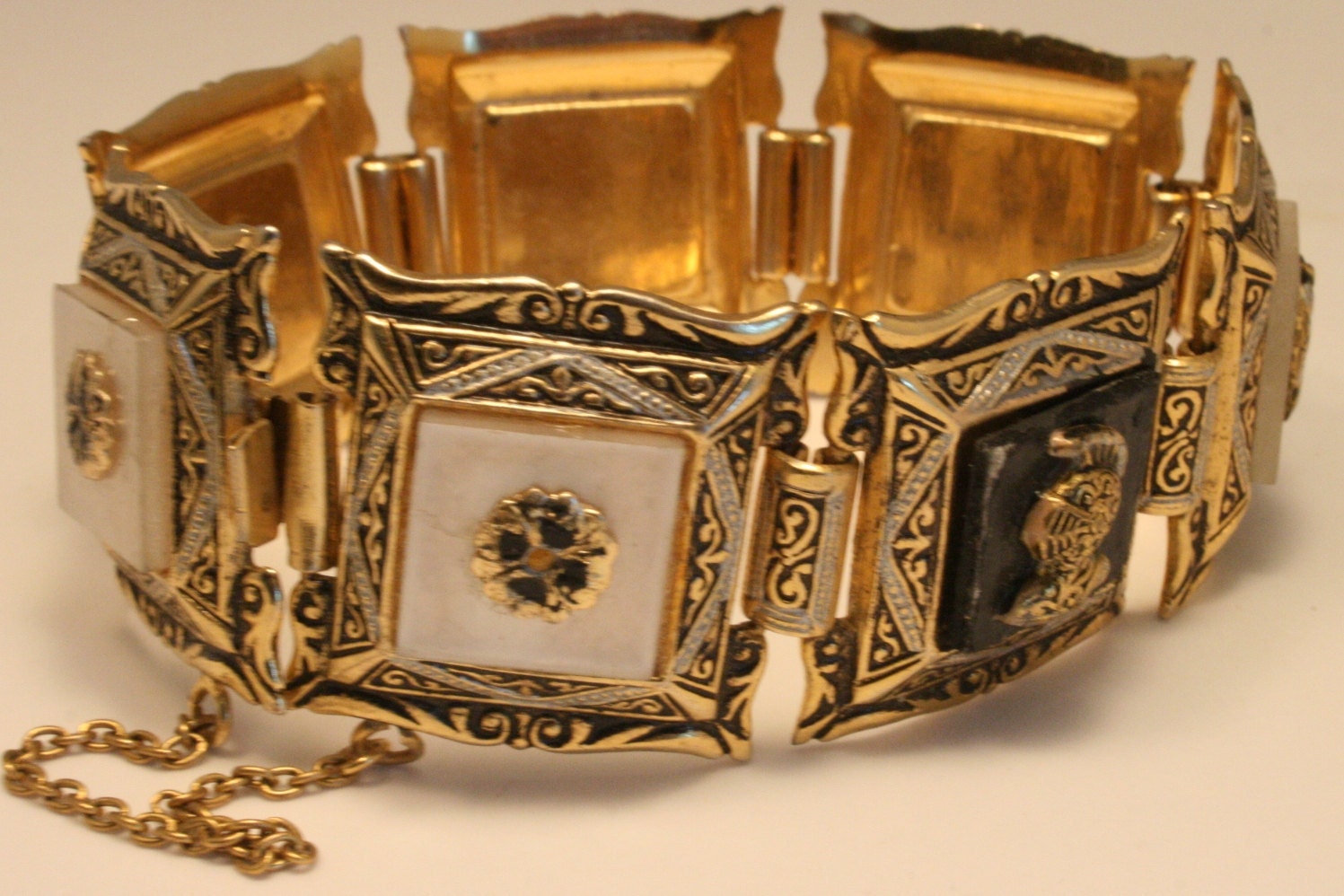 Vintage Toledo Damascene bracelet. Black and white