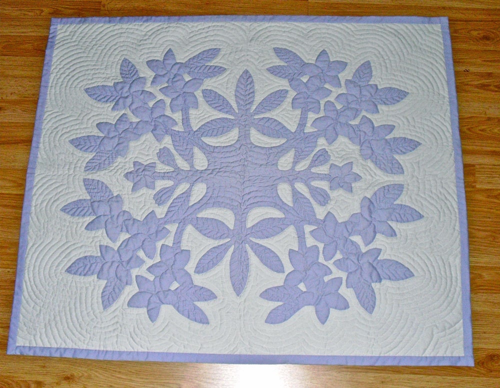 Hawaiian Plumeria Quilt, Wall Hanging, Baby Quilt, Custom Order, CCCOE